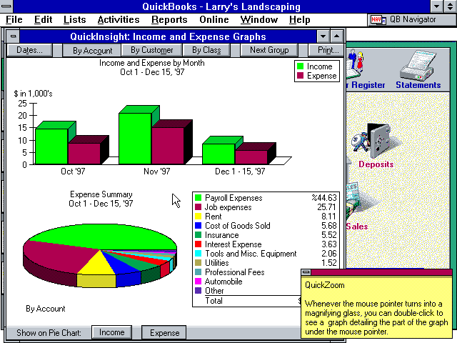 QuickBooks 5.0 for Windows - Graph